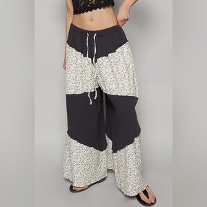 POL Contrast Floral Drawstring Wide Leg Pants 10010040616